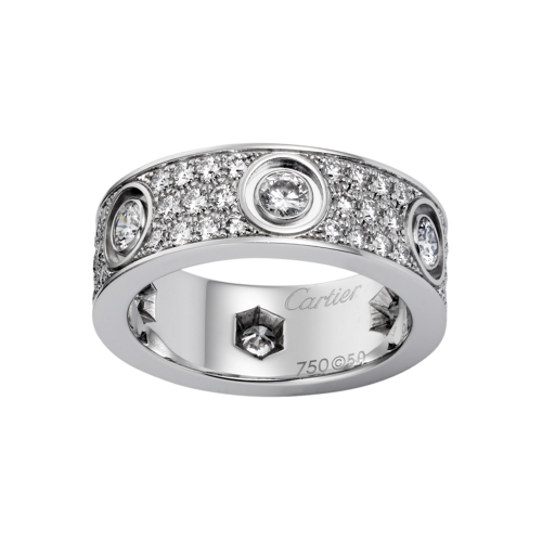 Réplica Cartier anel LOVE de diamantes em ouro branco para venda