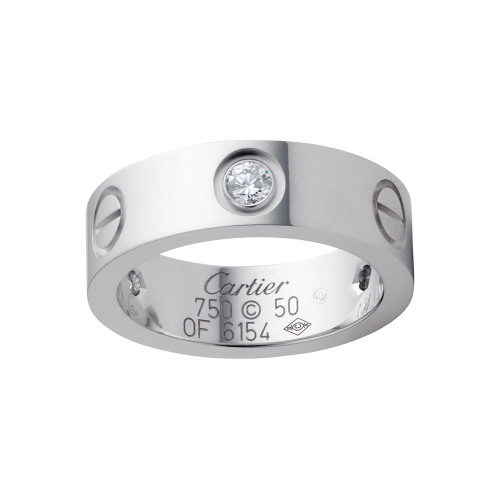 AAA Grade Cartier LOVE ring white gold copy with 3 diamonds