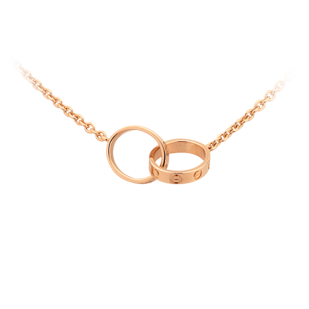 AAA collier catena LOVE Cartier replica oro rosa con doppi anelli