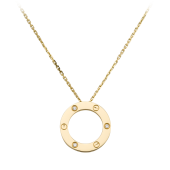 Knockoff Cartier LOVE necklace replica with 3 diamonds on yellow gold pendant