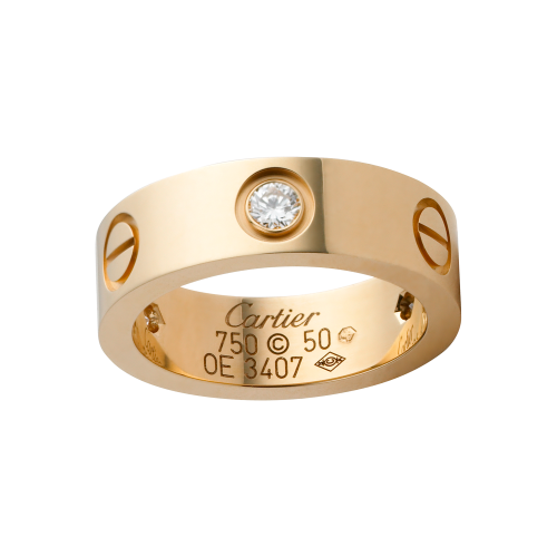 Feine Replik Cartier Love Ring mit 3 Diamanten in Gelbgold