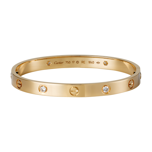 Fashion Cartier LOVE bracelet imitation pink gold with 4 diamonds and screwdriver