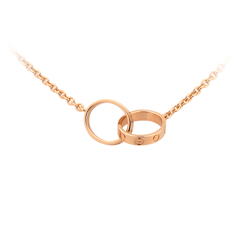 AAA Cartier LOVE chain necklace replica pink gold with double rings
