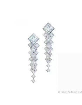Tiffany Drop Earrings 925 Silver Square Crystals Online Store Canada Girls Celebrity Style Fashion Party 