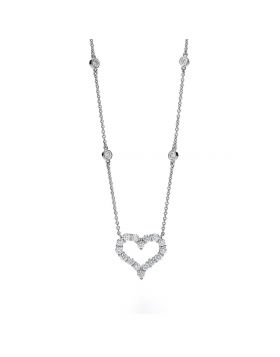 2020 Popular Tiffany Platinum Heart Pendant Ladies 925 Silver Diamonds Necklace HK 