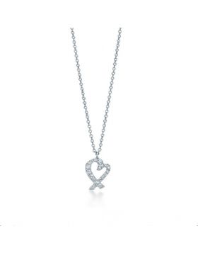 Copy Tiffany Paloma Picasso Loving Heart Pendant Necklace Sterling Silver Diamonds Hot Sale GRP08576