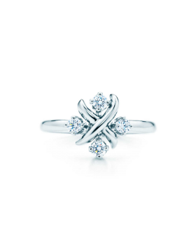 Tiffany & Co. Schlumberger Lynn Ring Diamonds Sterling Silver Girls Fine Jewelry UK Sale GRP03329