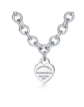 New Tiffany Return To Tiffany Single Heart Pendant Thick Link 50CM Fake Necklace For Ladies Silver/Rose Gold/Yellow Gold