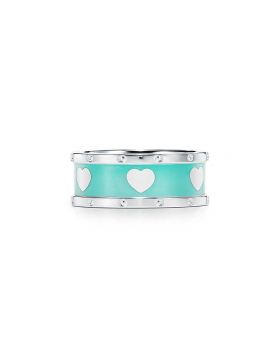Return To Tiffany Narrow Silver Love Heart Ring With Blue Enamel Price Singapore For Lady GRP10371