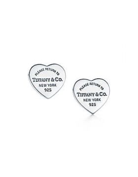 Tiffany & Co Timeless Style Return To Sterling Silver Mini Heart New York Womens Tag Earrings  For Sale Online