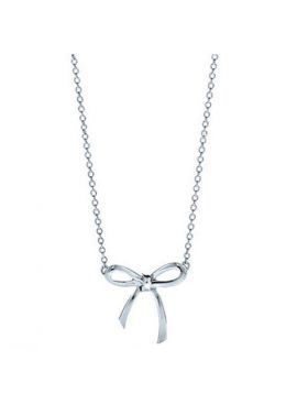 Hot Fashion Tiffany Bow White Gold Bowknot Pendant Clavicle Charm Necklace For Ladies Online Replica 