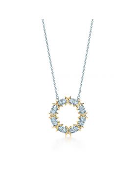 Tiffany Dupe Schlumberger Circle Pendant Crystals Sterling Silver Necklace Women Gold-plated X Decorations UK Price 23926253