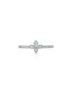 Classic Style Tiffany Fleur de Lis Petaloid Charm Women Diamonds Ring Silver/Yellow Gold/ Rose Gold 