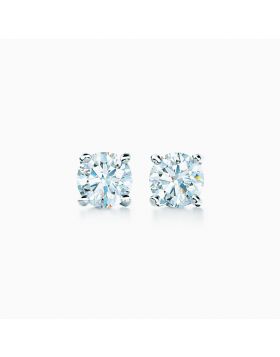 High Quality Tiffany & Co 4 Prong Brilliant Solitaire Diamond White Gold Fake Stud Earrings For Ladies 