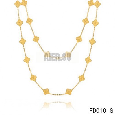 Vintage Alhambra long necklace, 20 motifs 18K yellow gold, Diamond - Van  Cleef & Arpels