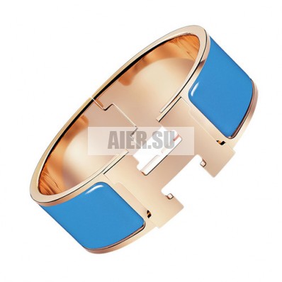 Hermes Wide Clic Clac XL H Bracelet (Blue/Yellow Gold Plated) - ShopStyle