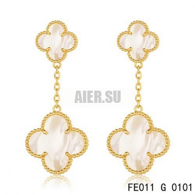 Van Cleef & Arpels Magic Alhambra Earrings, 2 Motifs Yellow Gold
