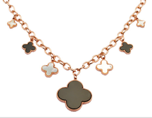 Van Cleef & Arpels Alhambra pink gold six clover necklace