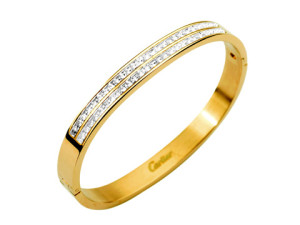 Cartier with double diamond bangle in yellow gold