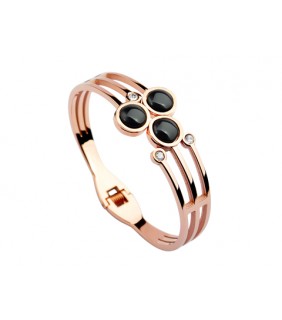 Bvlgari Banlge in Pink Gold with Black Onyx and Pave Diamonds