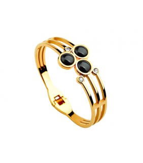 Bvlgari Banlge in Yellow Gold with Black Onyx and Pave Diamonds
