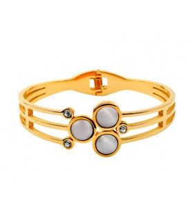 Bvlgari Banlge in Yellow Gold with Mother of Pearl and Pave Diam
