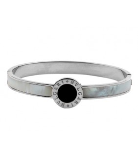 Bvlgari B.zero1 Bangle in Steel with Mother of Pearl and Black O