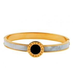 Bvlgari B.zero1 Bangle in Yellow Gold with Mother of Pearl and B