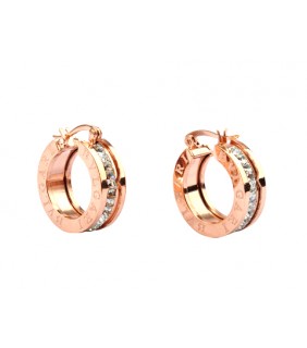 Replica Bvlgari B.ZERO1 Hoop Earrings in Pink Gold with Pave Dia