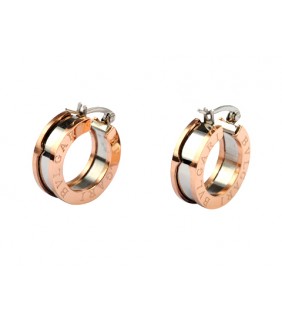 Replica Bvlgari B.ZERO1 Hoop Earrings in Pink Gold and Steel