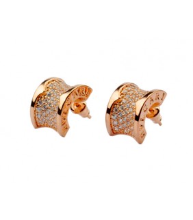 Replica Bvlgari B.zero1 Earrings in Pink Gold with Pave Diamonds