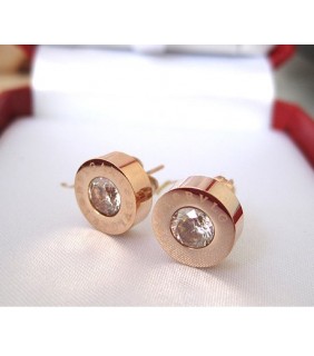 Replica Bvlgari Stud Earrings in Pink Gold With 2 Diamonds