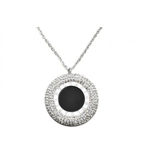 Bvlgari Pendant Necklace in 18kt White Gold with Black Onyx & Pa