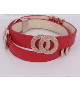 Bulgari Bvlgari Bracelet in Pink Gold with Red Leather