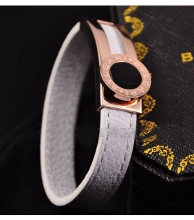 Bvlgari Bulgari Leather Bracelet in Pink Gold with Black Onyx, W