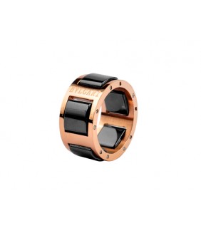 Bvlgari Black Ceramic Ring in 18kt Pink Gold