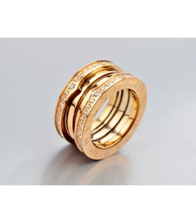 Bvlgari 3-Brand B.zero1 Ring in 18kt 18kt Pink Gold with Pave Di