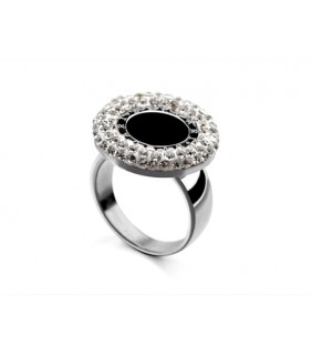 Bvlgari Ring in 18kt 18kt White Gold with Black Onyx & Pave Diam