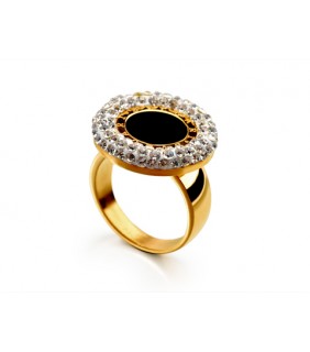 Bvlgari Ring in 18kt 18kt Yellow Gold with Black Onyx & Pave Dia