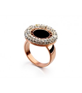 Bvlgari Ring in 18kt 18kt Pink Gold with Black Onyx & Pave Diamo