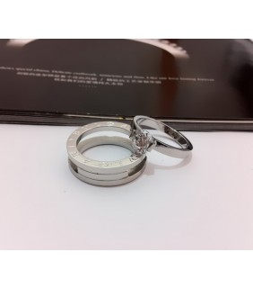 Bvlgari B.zero1 Wedding Band Ring in 18kt White Gold with Pave D