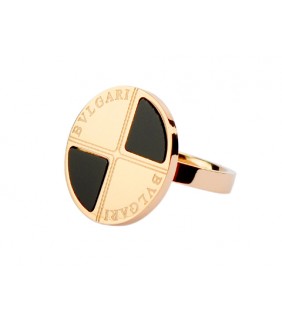Bulgari Round Ring in 18kt Pink Gold with Black Onyx