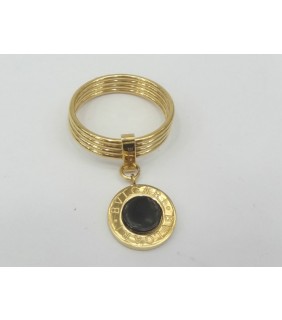 Bvlgari 4-Band Ring in 18kt Yellow Gold with Black Onyx