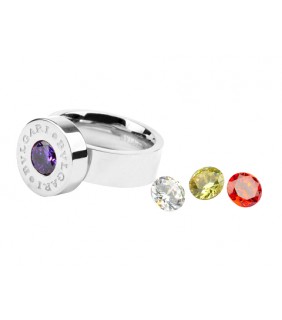 Bvlgari Ring in 18kt White Gold with Colored CZ Stone