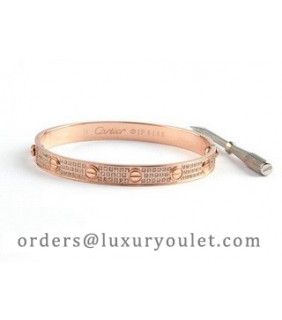 Cartier Pink Gold Love Bracelet With Paved Diamonds+Free Screwdriver