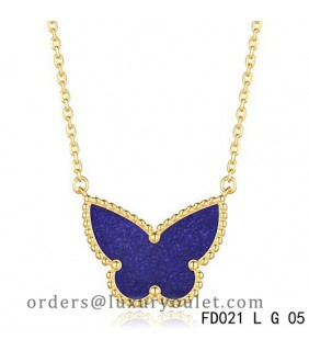 Van Cleef Arpels Lucky Alhambra Lapis lazuli Butterfly Necklace Yellow Gold