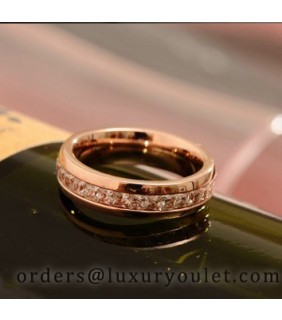 Cartier D'Amour Wedding Band Ring, Pink Gold With Diamonds Paved