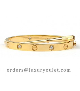 Cartier 18kt Yellow Gold LOVE Bangle Set with 4 Diamonds for Men
