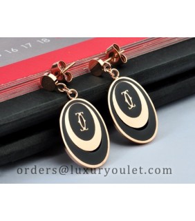 Cartier Drop Earrings in 18kt Pink Gold with Black Lacquer