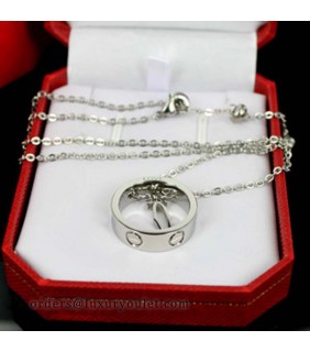 cartier LOVE Necklace With Double "C" Charm in 18Kt White Gold